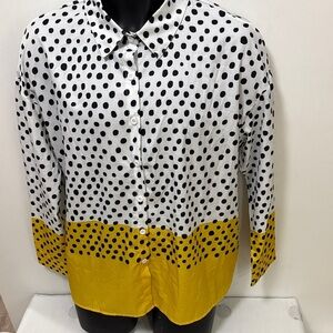 Polka Dot Button-Up Shirt with Yellow Accents